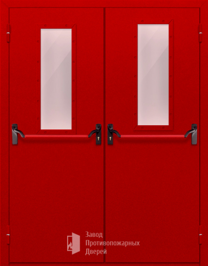 Фото двери «Двупольная с стеклом и антипаникой (красная)» в Балашихе