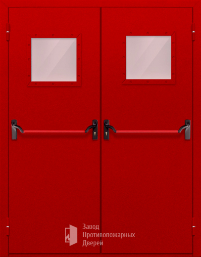 Фото двери «Двупольная со стеклопакетом и антипаникой (красная)» в Балашихе