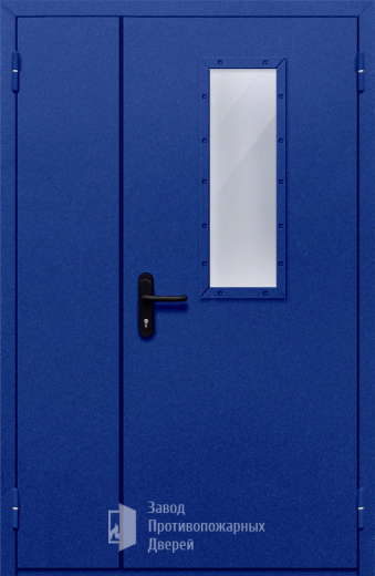 Фото двери «Полуторная со стеклом (синяя)» в Балашихе
