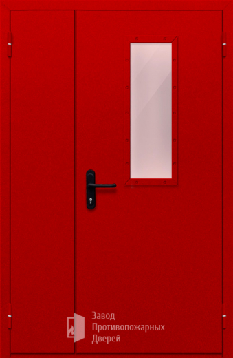 Фото двери «Полуторная со стеклом (красная)» в Балашихе