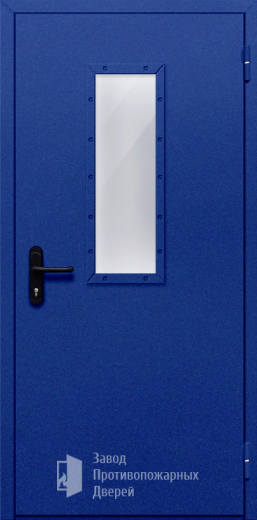 Фото двери «Однопольная со стеклом (синяя)» в Балашихе