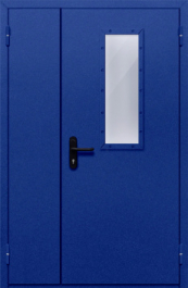 Фото двери «Полуторная со стеклом (синяя)» в Балашихе