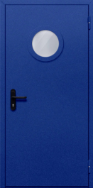 Фото двери «Однопольная с круглым стеклом (синяя)» в Балашихе