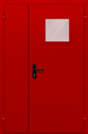 Фото двери «Полуторная со стеклопакетом (красная)» в Балашихе