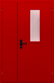 Фото двери «Полуторная со стеклом (красная)» в Балашихе
