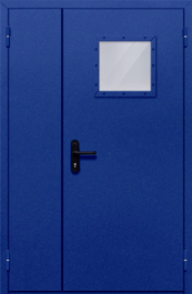 Фото двери «Полуторная со стеклопакетом (синяя)» в Балашихе
